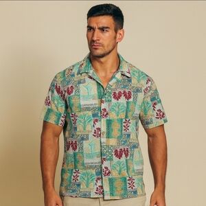 Ho Aloha Vintage Hawaiian Button Front Shirt Cotton L